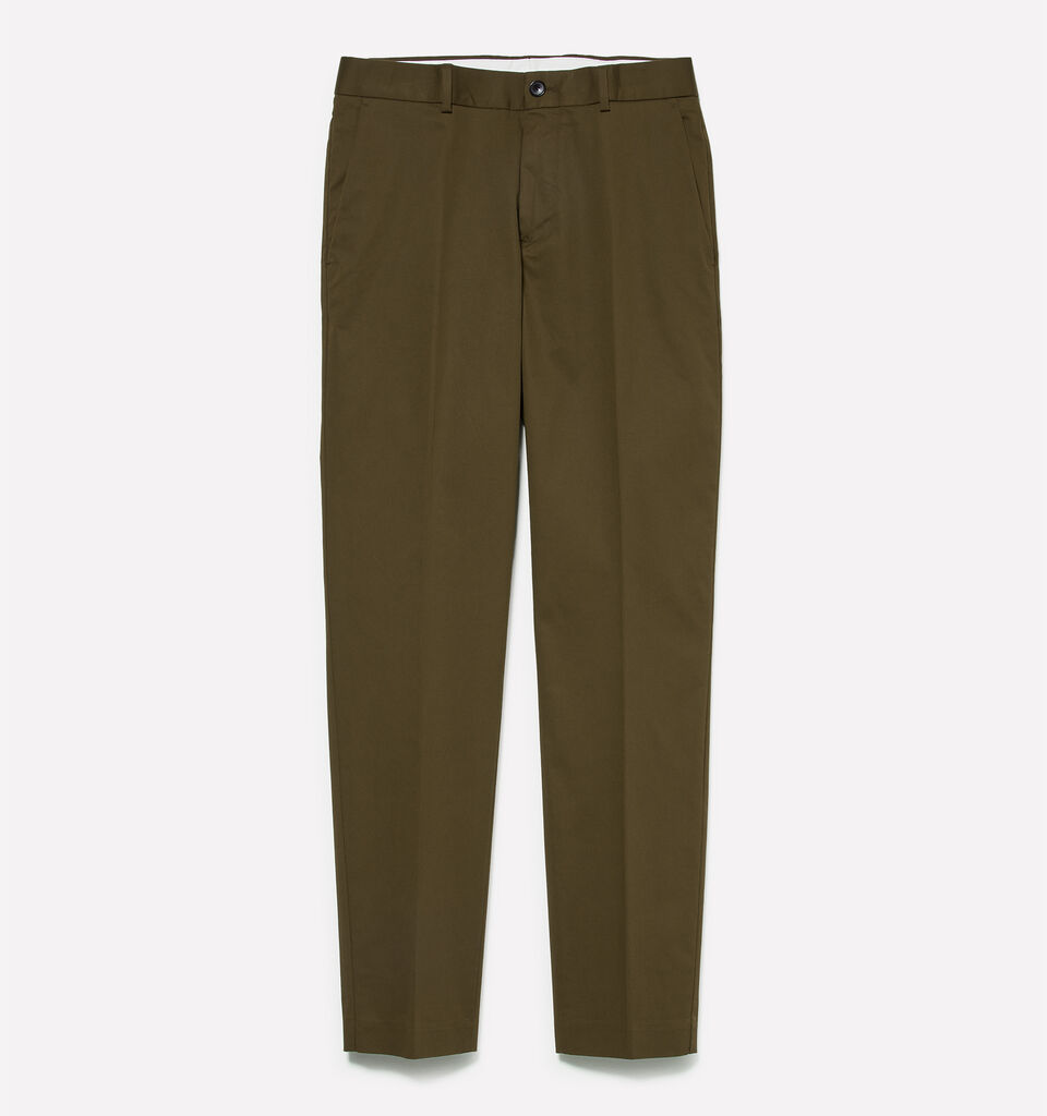 Olive green slim comfort fit trousers - men's slim fit trousers - Olive Green | Sisley image number 1
